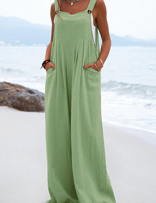 Sophia Salopette Femme – Style Bohème, Pantalons Amples et Bretelles Spaghetti Légères