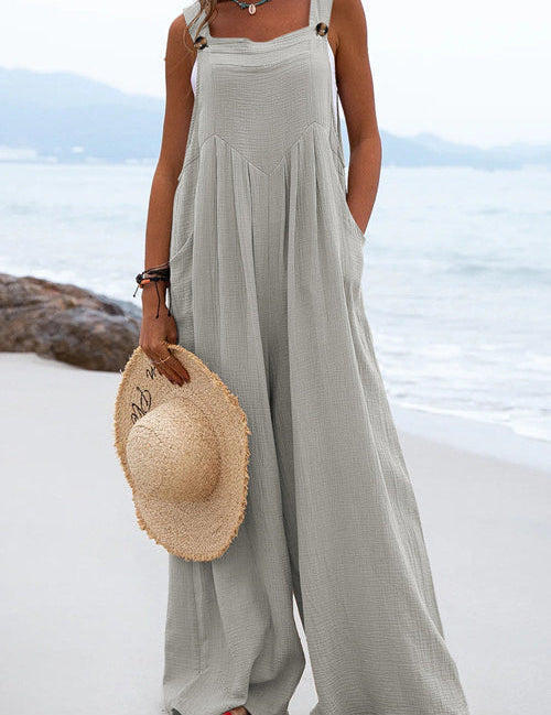 Sophia Salopette Femme – Style Bohème, Pantalons Amples et Bretelles Spaghetti Légères
