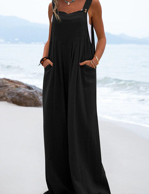 Sophia Salopette Femme – Style Bohème, Pantalons Amples et Bretelles Spaghetti Légères