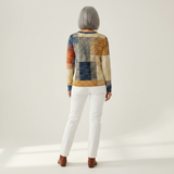 Thea - Pull patchwork ocre et bleu - autre vue