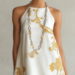 Héloïse - robe mini blanche à motifs dorés pour femme - vue 3