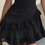 Estelle - robe mini à volants en dentelle noire pour femme - vue 3