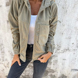 Sophie Veste Mi-Saison – Veste en Velours Côtelé avec Capuche Ajustable & Design Polyvalent