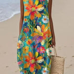 Sandra - robe fluide et confortable pour femme, longueur midi