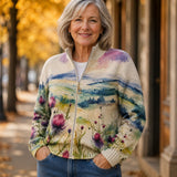 Heike : gilet avec motif de chardon et paysage, vue détaillée