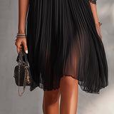 Camille - robe mini en mousseline noire à épaules dénudées pour femme - vue 5