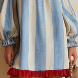 Ondine - robe mini rayée bleu et blanc à épaules dénudées pour femme - vue 6