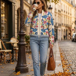 Birgit : gilet avec motif floral botanique, vue détaillée