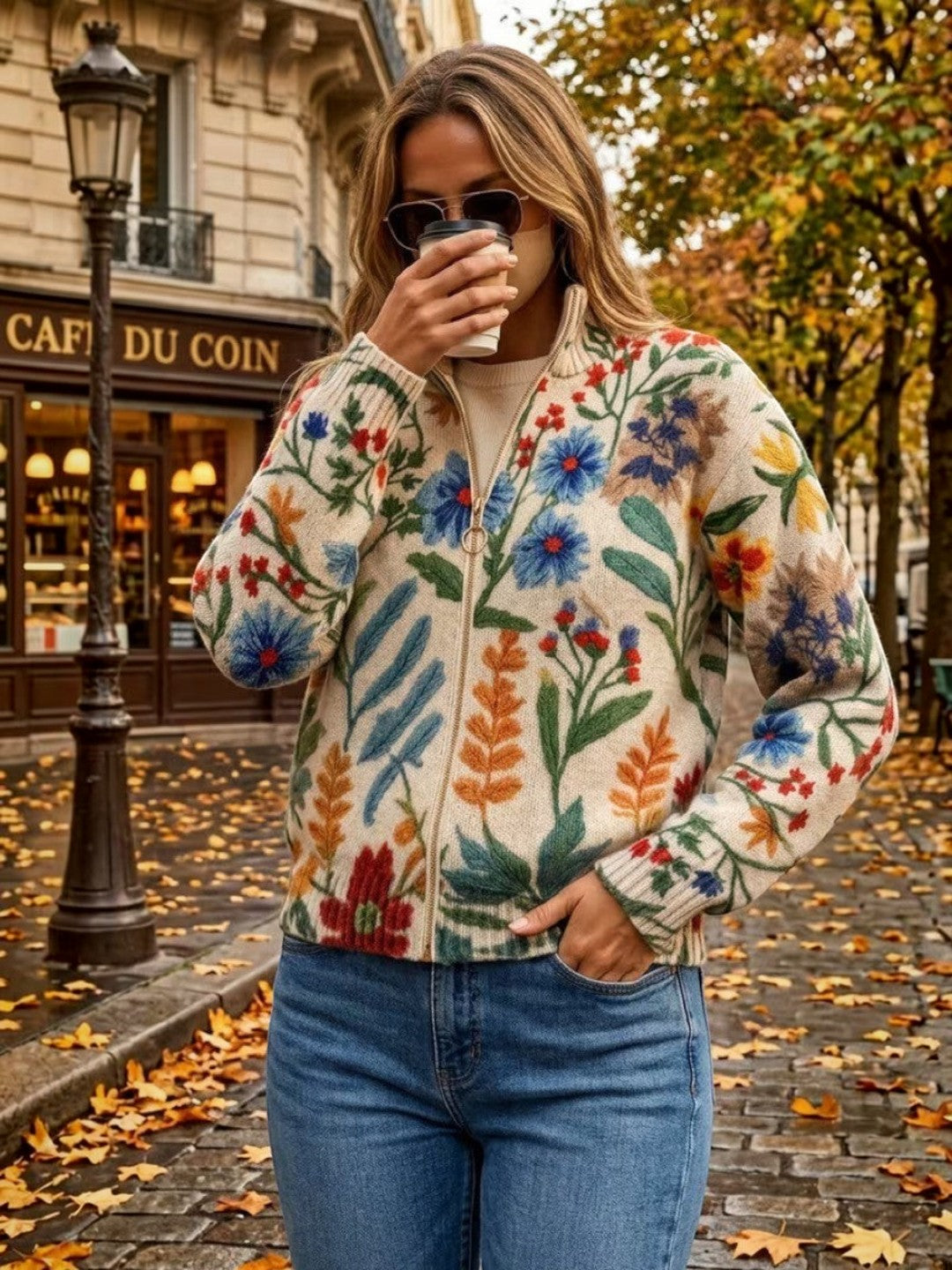 Birgit - gilet avec motif floral botanique, autre vue