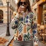 Birgit : gilet avec motif floral botanique | AMORA MODE