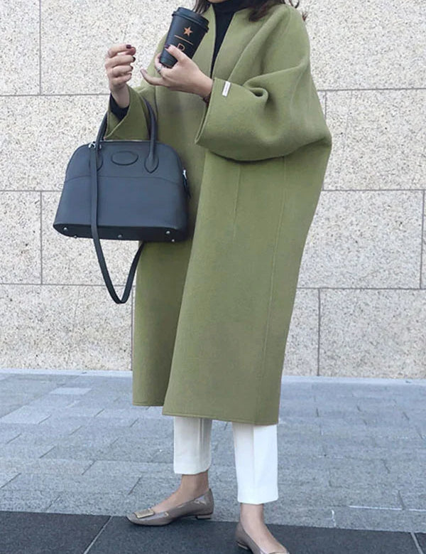 Zareen Manteau Long Femme – Coupe Croisée Élégante Sans Boutons & Style Intemporel