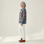 Adrienne | Gilet en tricot à carreaux bleu - vue de profil