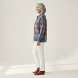 Adrienne | Gilet en tricot à carreaux bleu - vue de profil