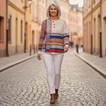 Fabienne - Pull à rayures et aplats de couleur - autre angle