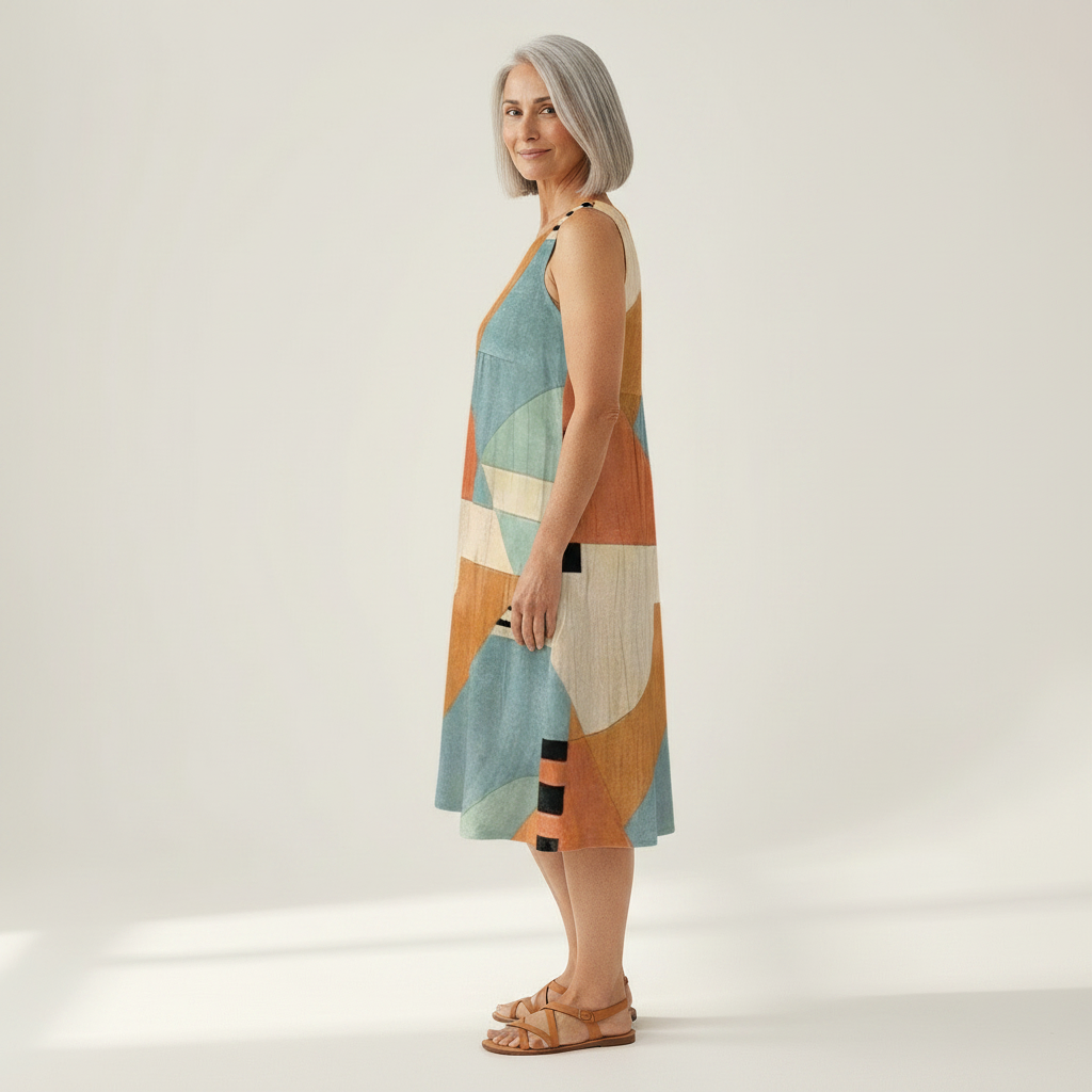 Iris - robe fluide et confortable pour femme, portée en tenue d’été