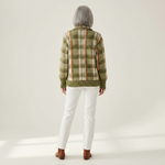 Aurore | Gilet en tricot à carreaux olive avec boutons - vue de dos