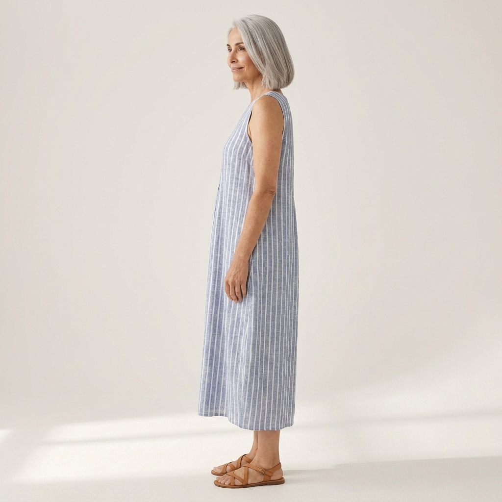 Brigitte - robe fluide et confortable pour femme, portée en tenue d’été