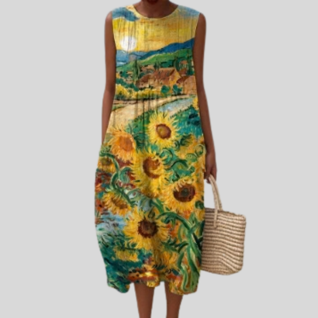 Séverine - robe fluide et confortable pour femme, longueur midi