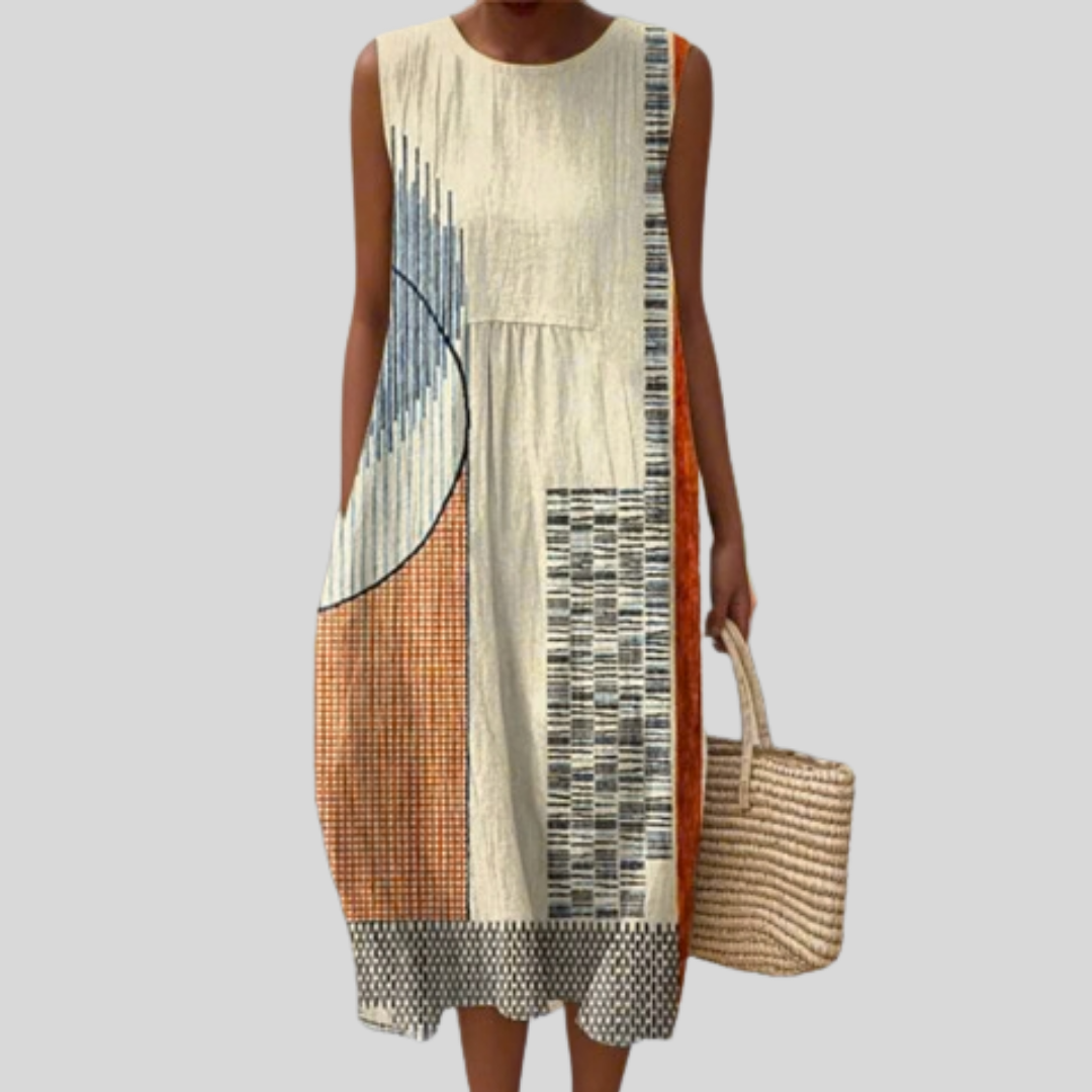 Aude - robe fluide et confortable pour femme, longueur midi