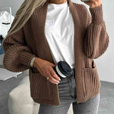 Lanna Cardigan Femme Ouvert – Coupe Relax, Manches Ballon & Maille Douce