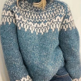 Astrid Pull Col Roulé Femme Motif Norvégien – Maille Épaisse & Confort Hivernal