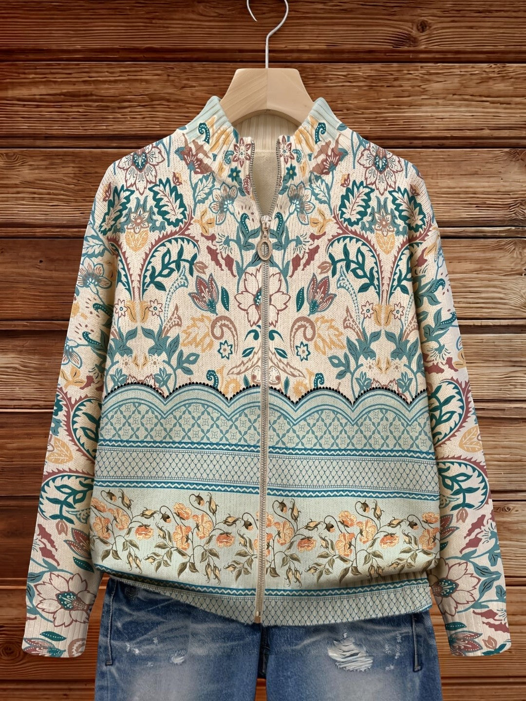 Gisela : cardigan avec bordure florale, vue détaillée