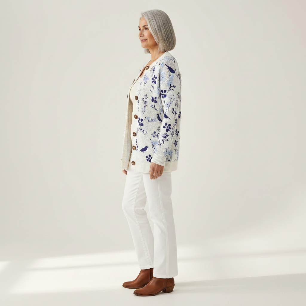 Merivelle | Cardigan en maille vintage pour femme - vue de profil