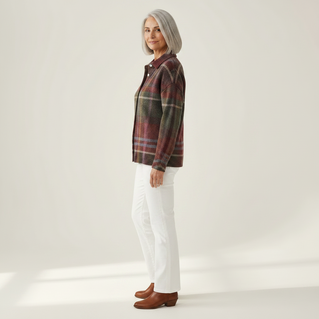 Léonore | Gilet en tricot à carreaux classique - vue de profil