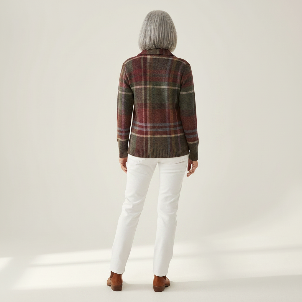 Léonore | Gilet en tricot à carreaux classique - vue de dos