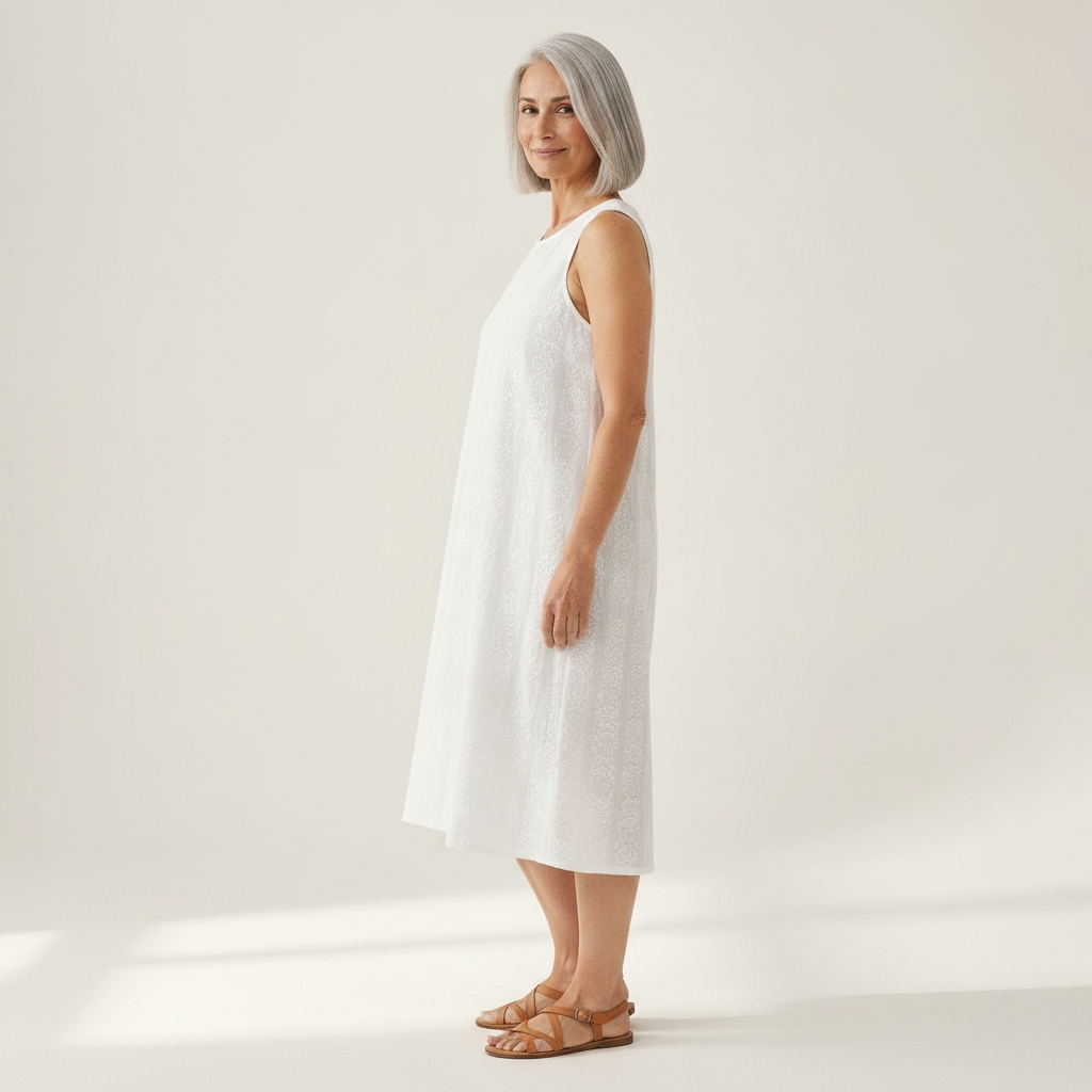 Bénédicte - robe fluide et confortable pour femme, portée en tenue d’été