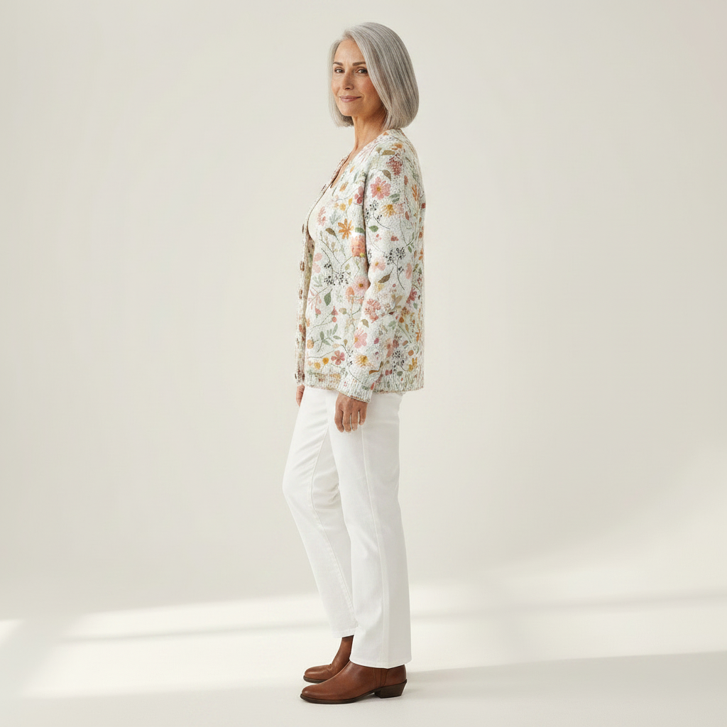 Celvianne | Cardigan en maille vintage pour femme - vue de profil