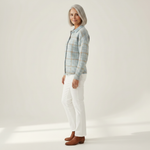 Clara | Gilet à carreaux bleu ciel avec boutons - vue de profil