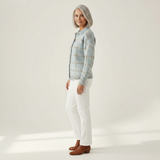 Clara | Gilet à carreaux bleu ciel avec boutons - vue de profil