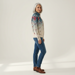 Martina | Gilet avec motif de plume de paon - vue de profil