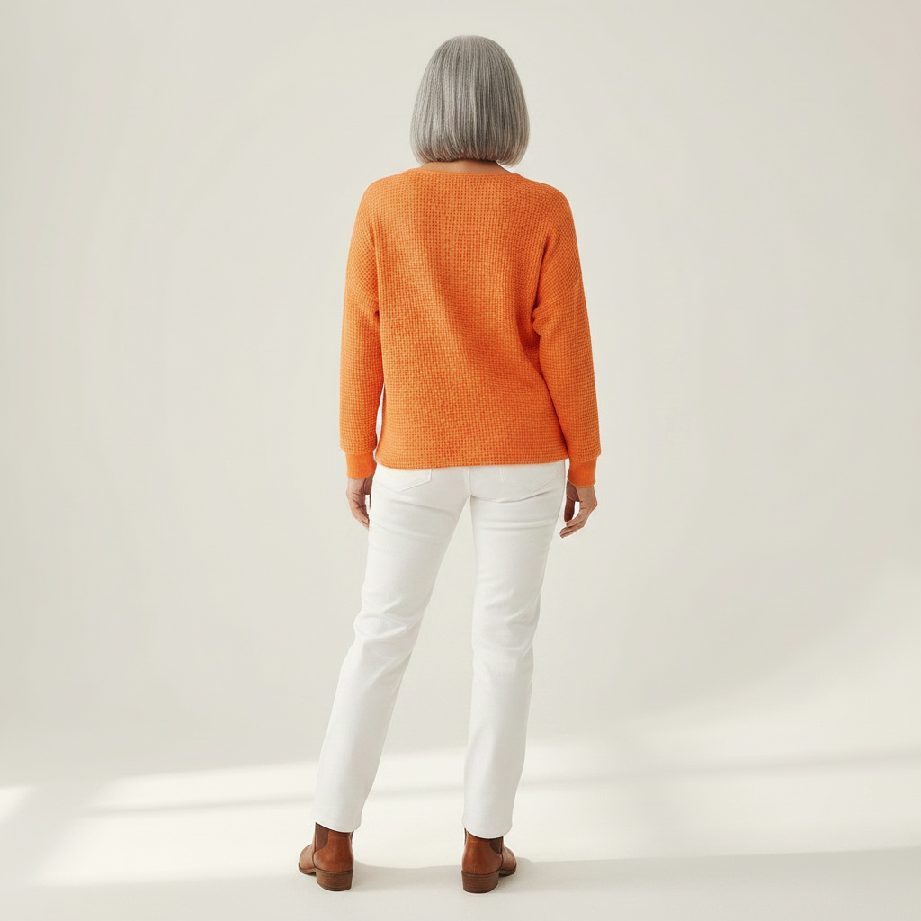 Hélène - Pull uni en maille gaufrée - autre vue