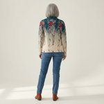 Martina | Gilet avec motif de plume de paon - vue de dos