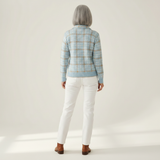 Clara | Gilet à carreaux bleu ciel avec boutons - vue de dos