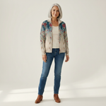 Martina | Gilet avec motif de plume de paon - vue de face