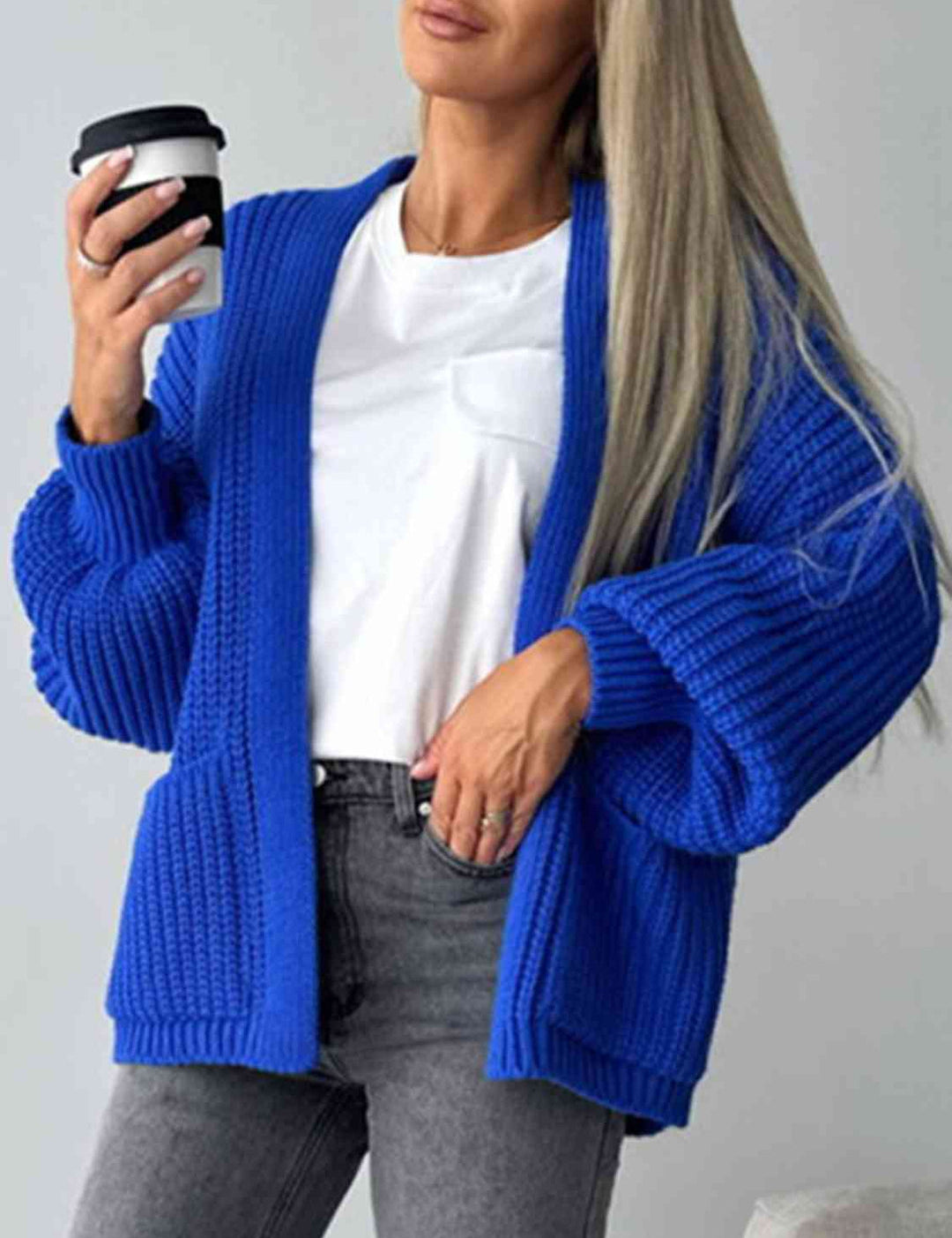 Lanna Cardigan Femme Ouvert – Coupe Relax, Manches Ballon & Maille Douce