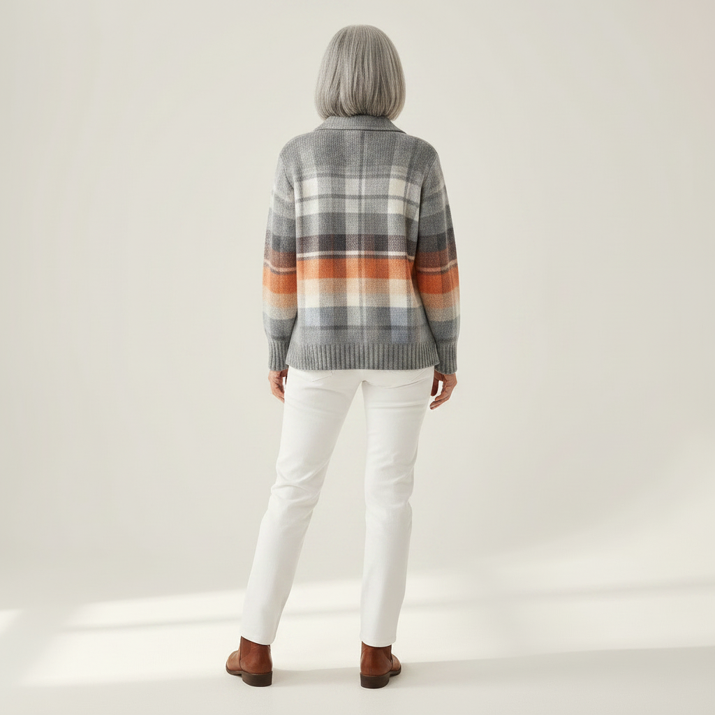Marlène | Gilet en tricot à motif ombré chaud - vue de dos