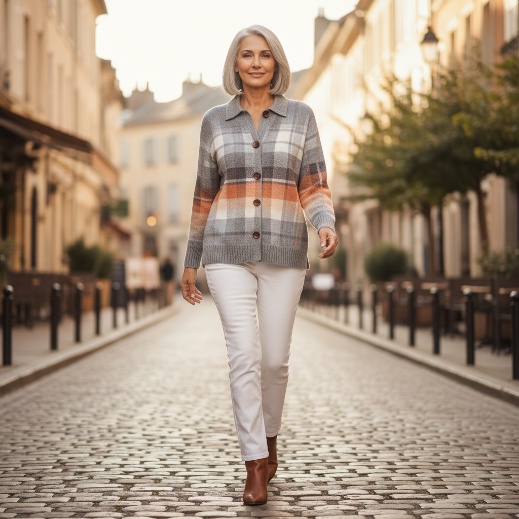 Marlène | Gilet en tricot à motif ombré chaud - en extérieur