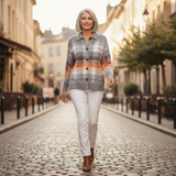 Marlène | Gilet en tricot à motif ombré chaud - en extérieur