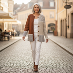 Alviera | Cardigan en maille vintage pour femme - porté en extérieur