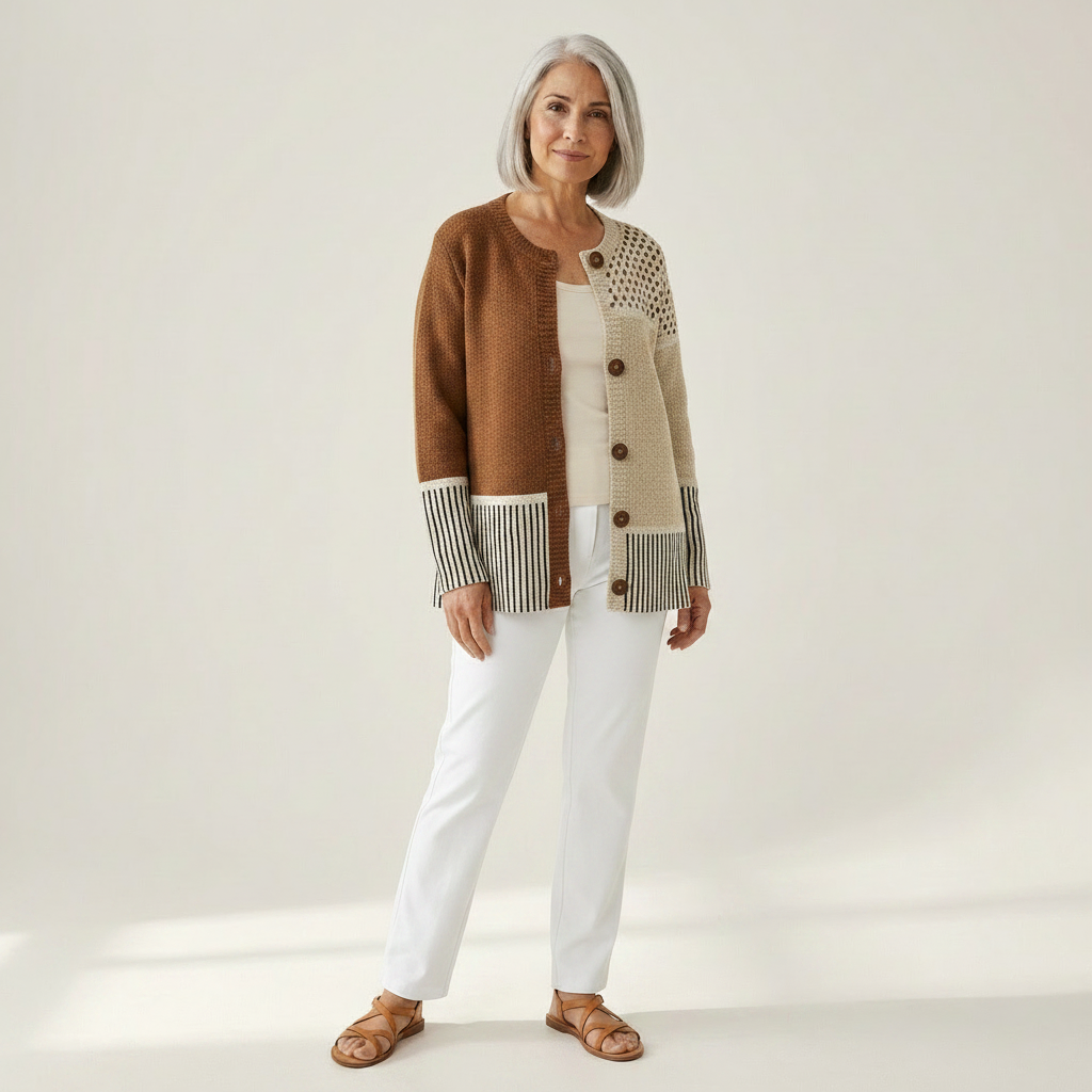 Alviera | Cardigan en maille vintage pour femme - vue de face