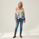 Ursula | Gilet avec motif floral aquarelle - vue de face