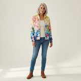 Ursula | Gilet avec motif floral aquarelle - vue de face