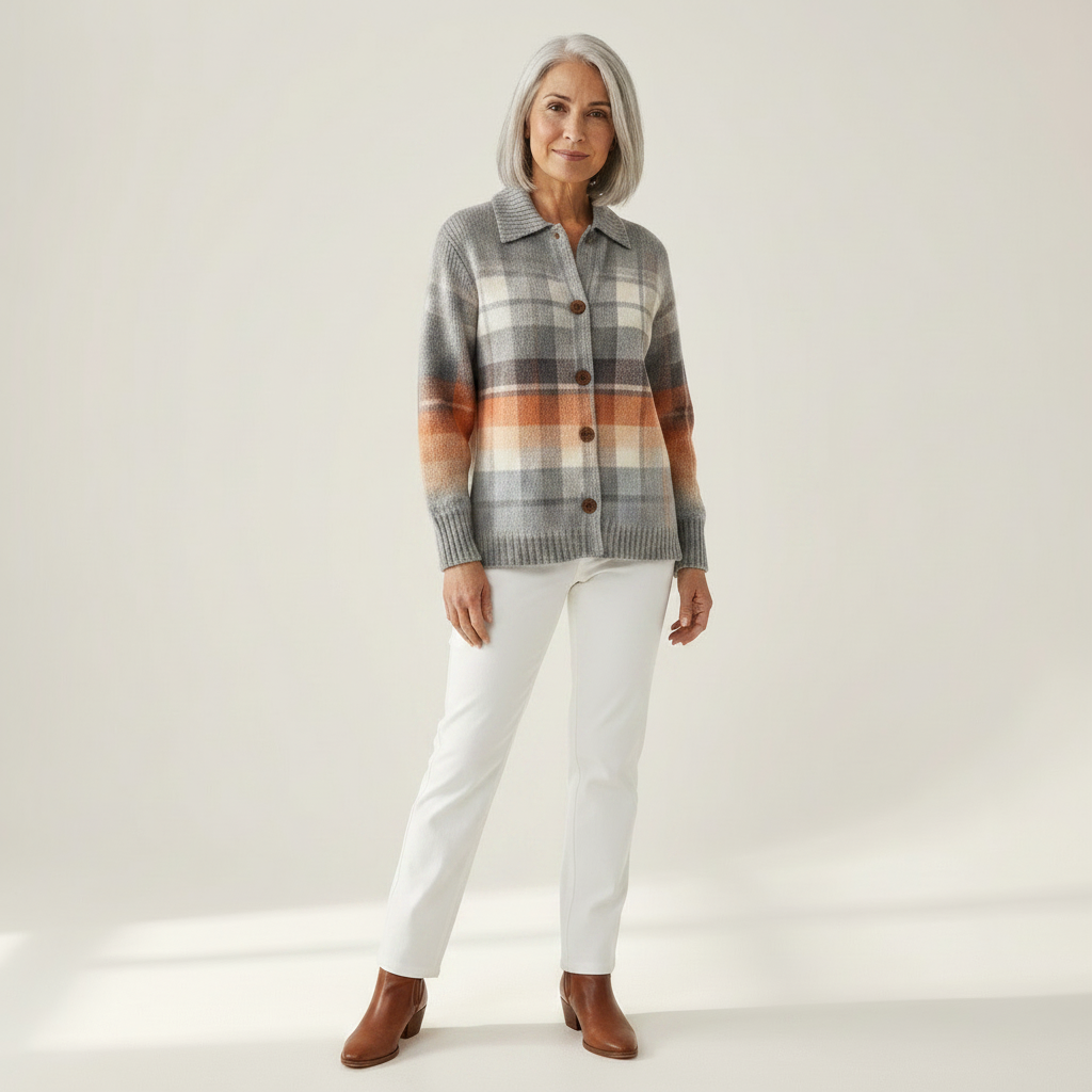 Marlène | Gilet en tricot à motif ombré chaud - vue de face