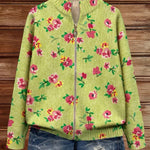 Elke : gilet vert avec motif floral, vue détaillée