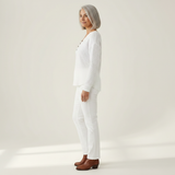 Sylvie - Pull uni à col en V - détail du tissu