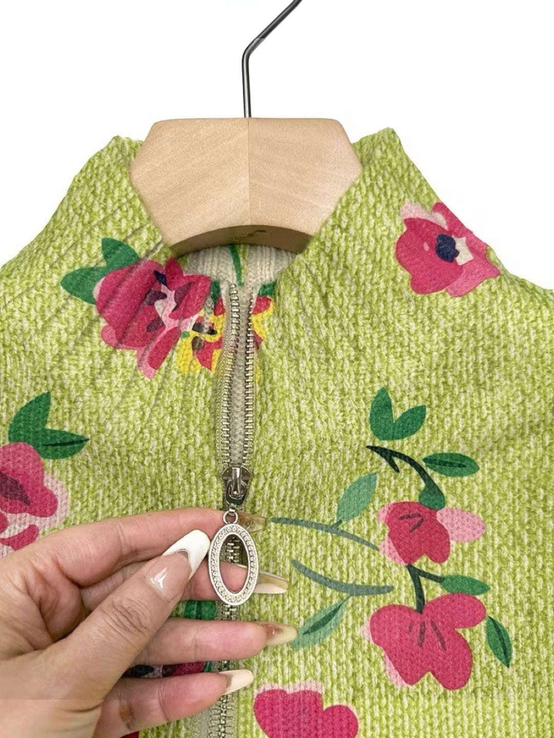 Elke - gilet vert avec motif floral, autre vue